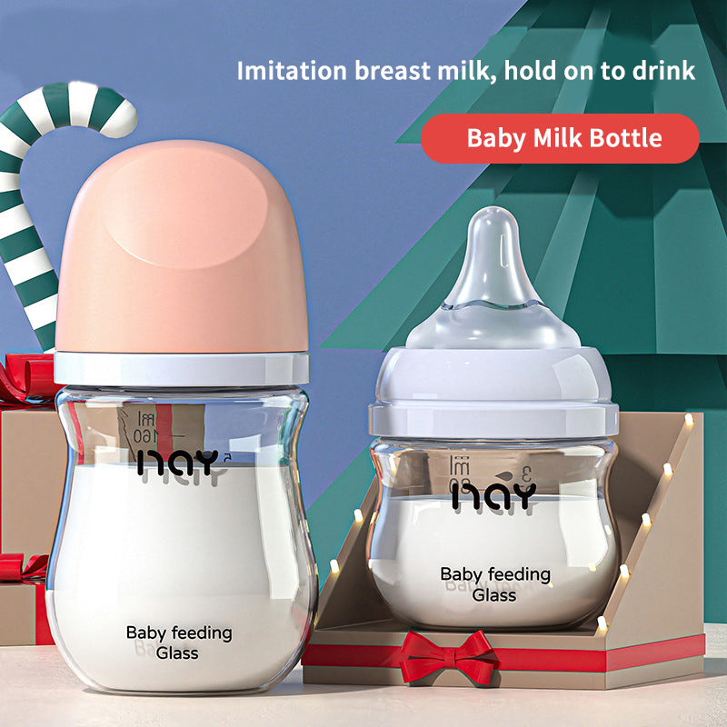 Anti-Choke Baby Bottle Newborn Wide-caliber Nursing Glass Bottles Anti-flatulence Milk Feeding Bottles Infant BPA free 0-3 Month