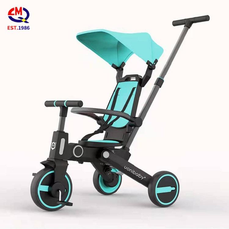 7 in 1 Bidirectional Folding Tricycle Kids Metal Bicycle with a Body Can Carry People Tricycle 3-6 Years Old Stroller