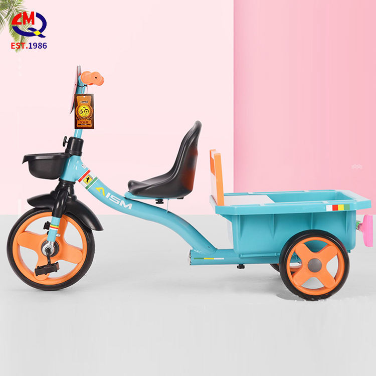 Factory Wholesale Kids Double Seat Tricycle Two Seats Baby Tricycle Kids Ride On Car With Back Seat