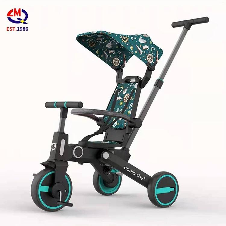 7 in 1 Bidirectional Folding Tricycle Kids Metal Bicycle with a Body Can Carry People Tricycle 3-6 Years Old Stroller