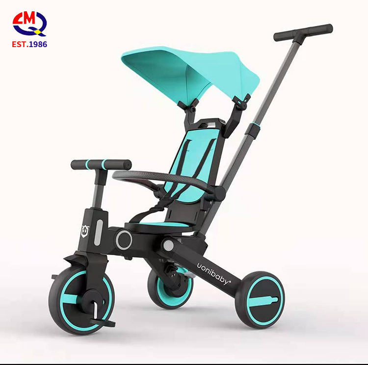 7 in 1 Bidirectional Folding Tricycle Kids Metal Bicycle with a Body Can Carry People Tricycle 3-6 Years Old Stroller