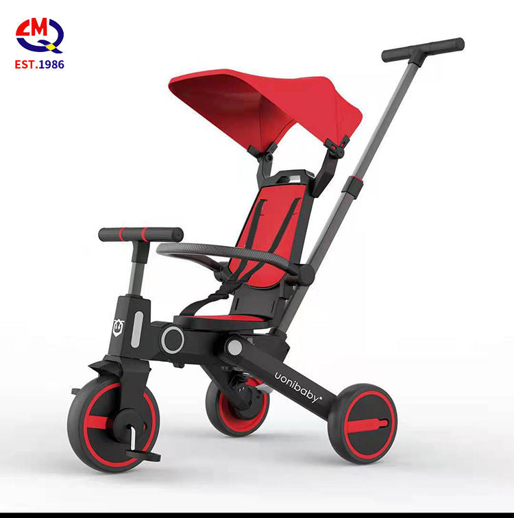 7 in 1 Bidirectional Folding Tricycle Kids Metal Bicycle with a Body Can Carry People Tricycle 3-6 Years Old Stroller