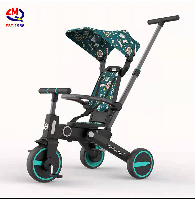 7 in 1 Bidirectional Folding Tricycle Kids Metal Bicycle with a Body Can Carry People Tricycle 3-6 Years Old Stroller