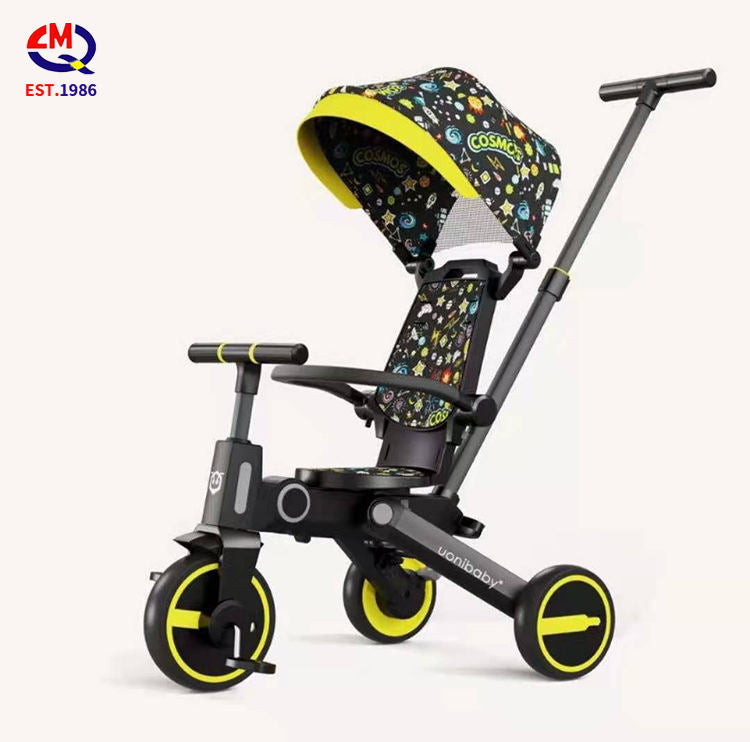 7 in 1 Bidirectional Folding Tricycle Kids Metal Bicycle with a Body Can Carry People Tricycle 3-6 Years Old Stroller