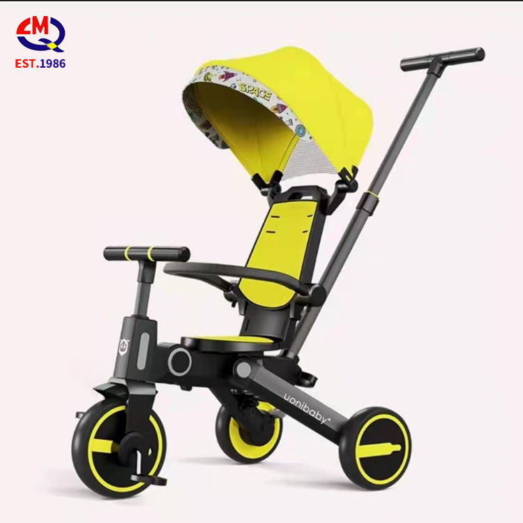 7 in 1 Bidirectional Folding Tricycle Kids Metal Bicycle with a Body Can Carry People Tricycle 3-6 Years Old Stroller